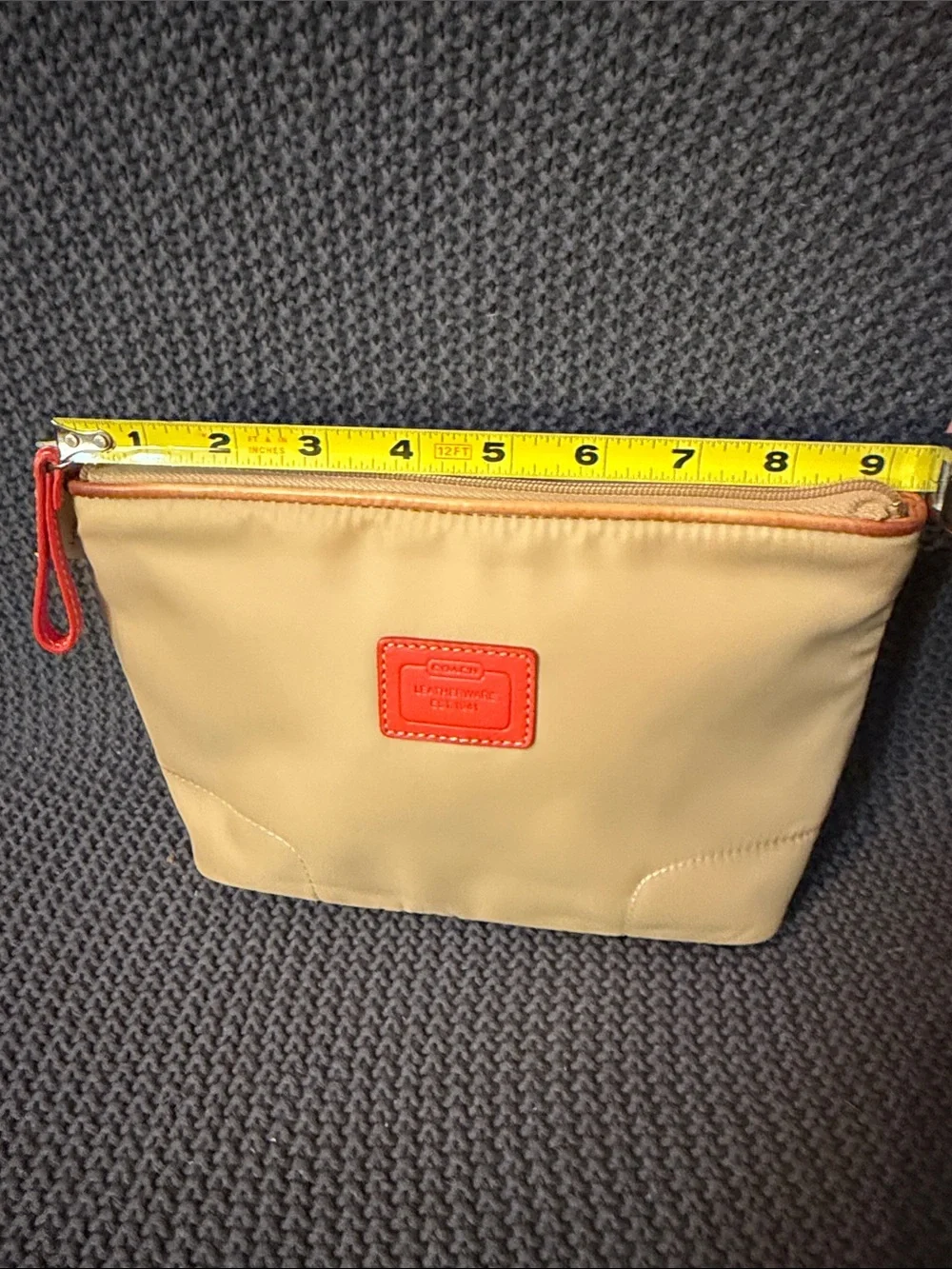 Coach Beige Cosmetic Pouch with Red Accent